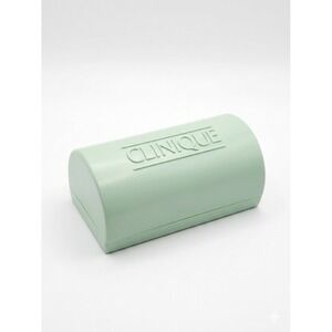 Clinique Travel Soap Dish Case Pastel Green Embossed Logo Vintage Style Plastic
